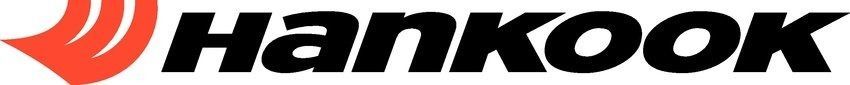 A hankook logo with a red arrow pointing down