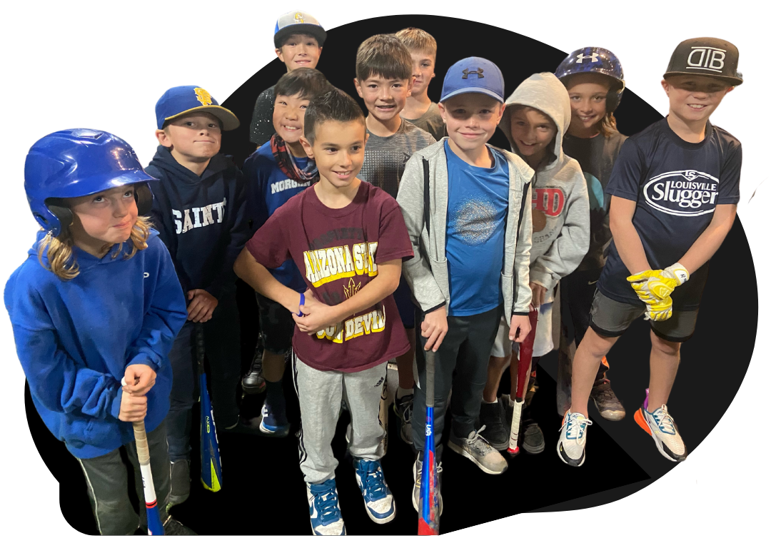 A group of Clubhouse 831 boys are standing next to each other holding baseball bats.
