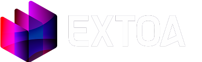 The logo for exitoa is a purple and blue arrow pointing to the right.