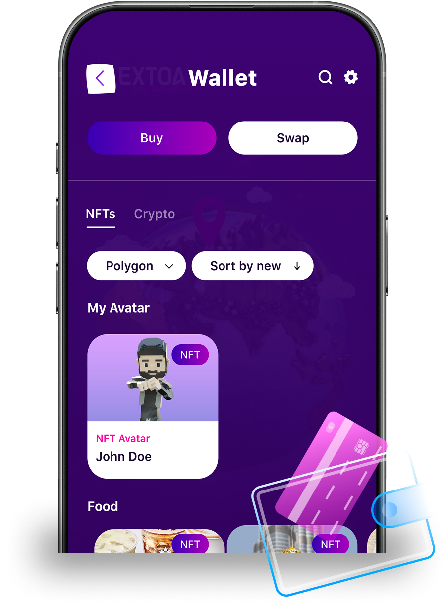 A cell phone with a wallet app open on it.