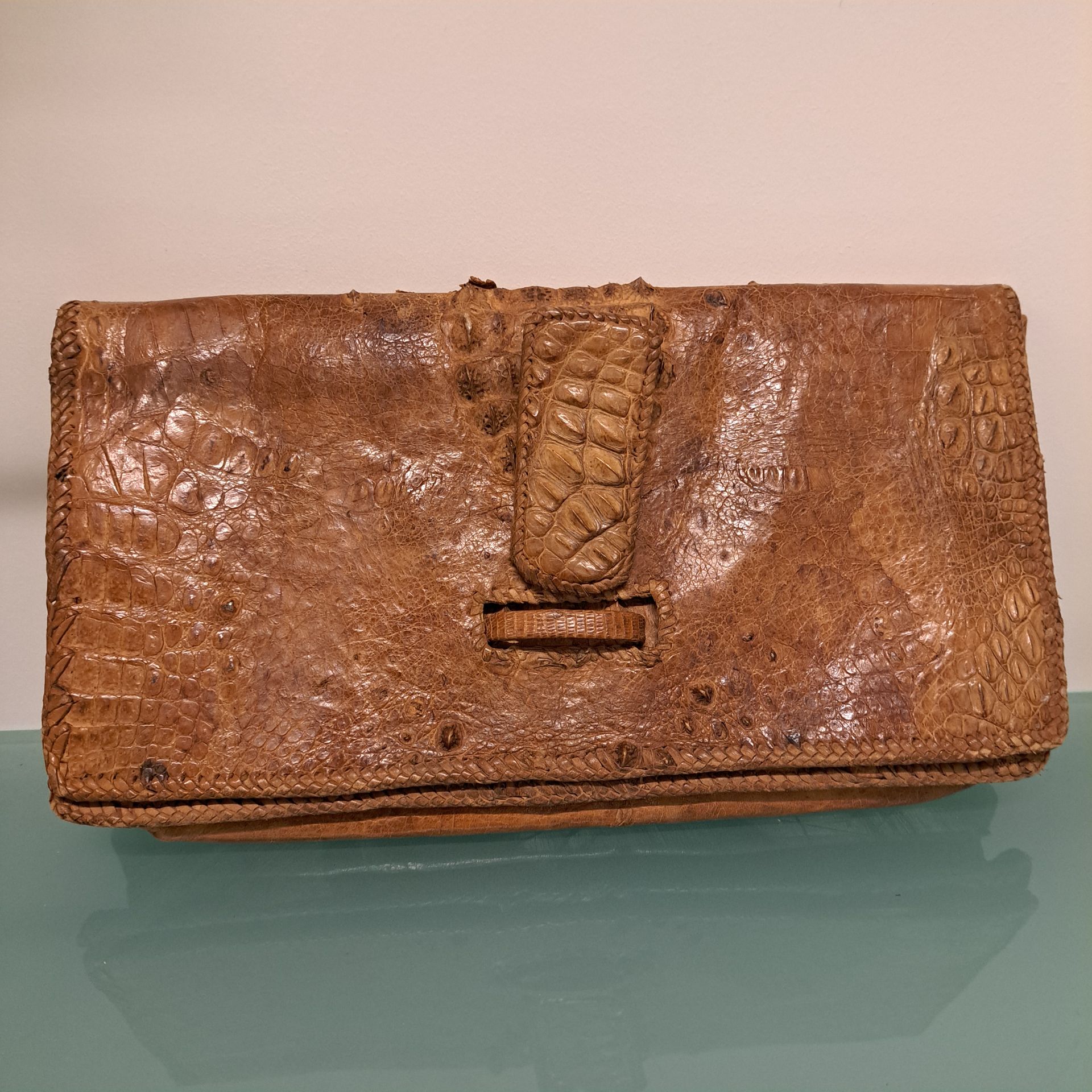 Vintage krokodillenleren clutch