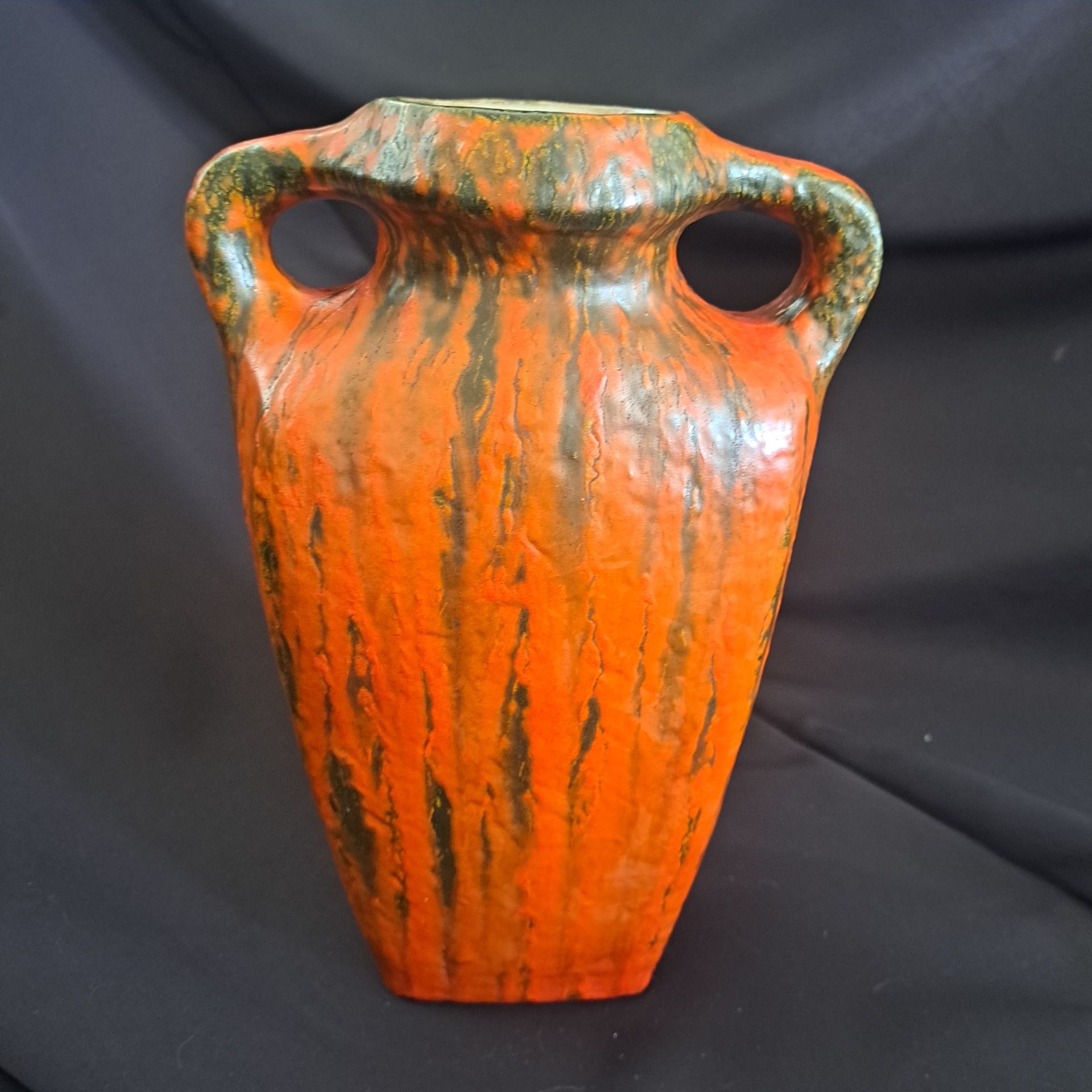 Ruscha Keramik “Vulcano” vaas – ontwerp Kurt Tschörner – West Germany – H 32 cm