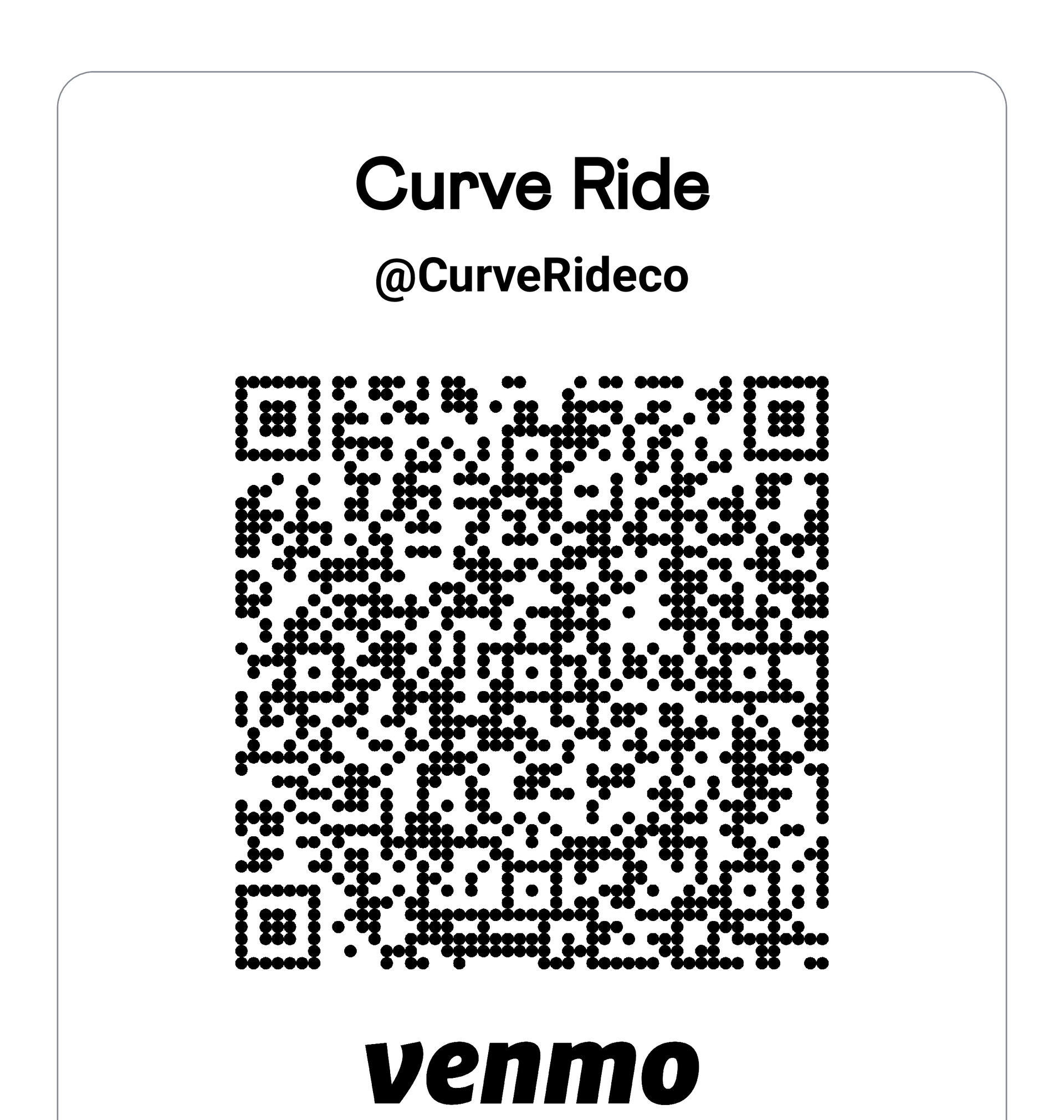 A qr code for curve ride is on a white background.