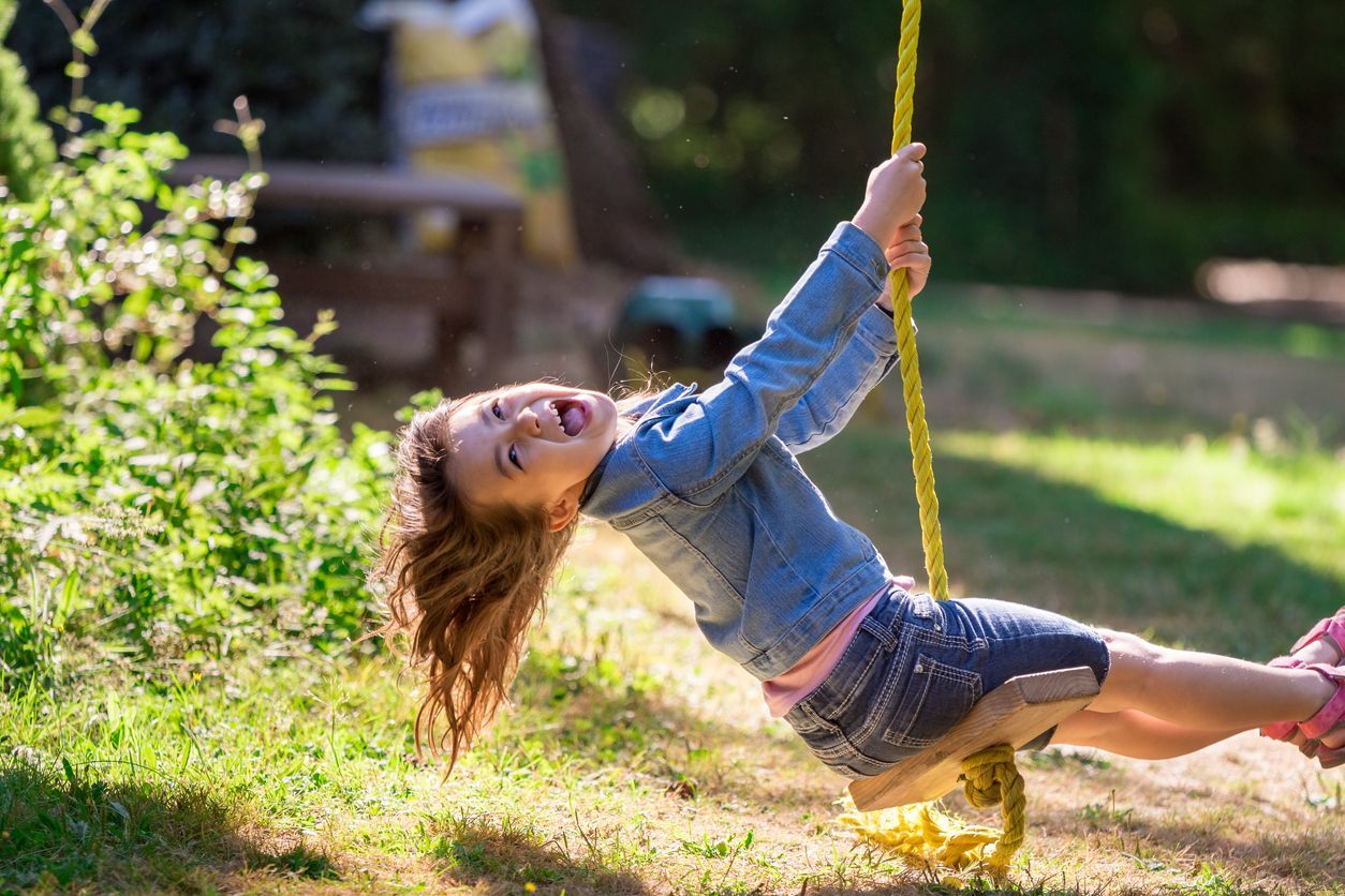 Girl on a zipline