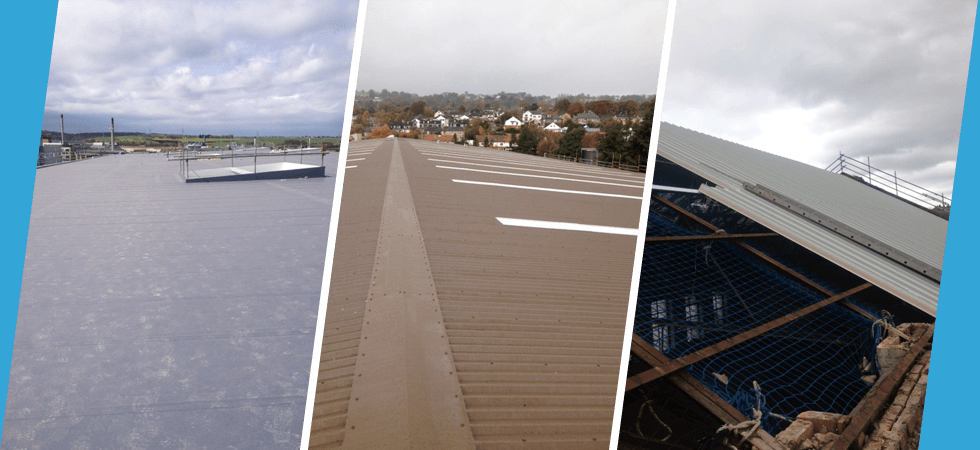 three examples of metal roofing