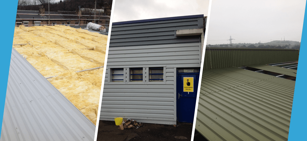 industrial property in various stages of metal roofing and cladding installation