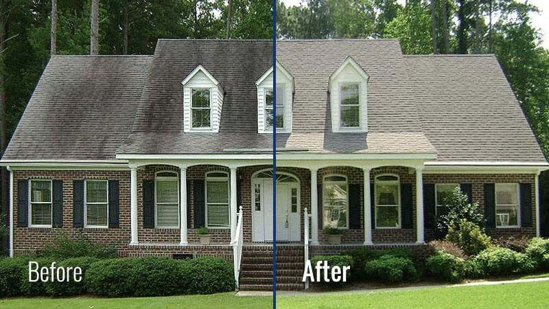 Before and after house exterior cleaning