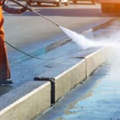 pressure washing storefront