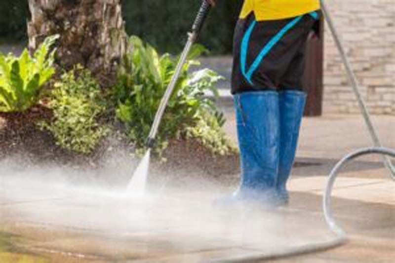cleaning a pavement