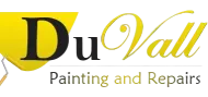 Du Vall Painting and Repairs logo with paint roller; yellow and black text.