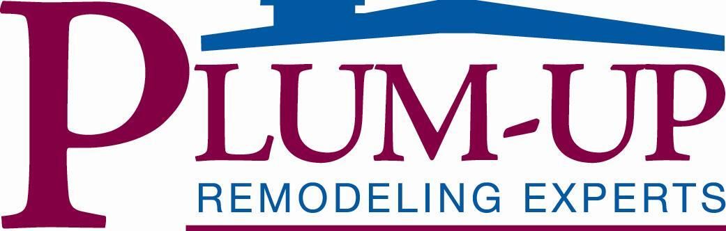 Plum-up remodeling experts logo with a house on it