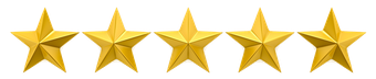 A row of gold stars on a white background.