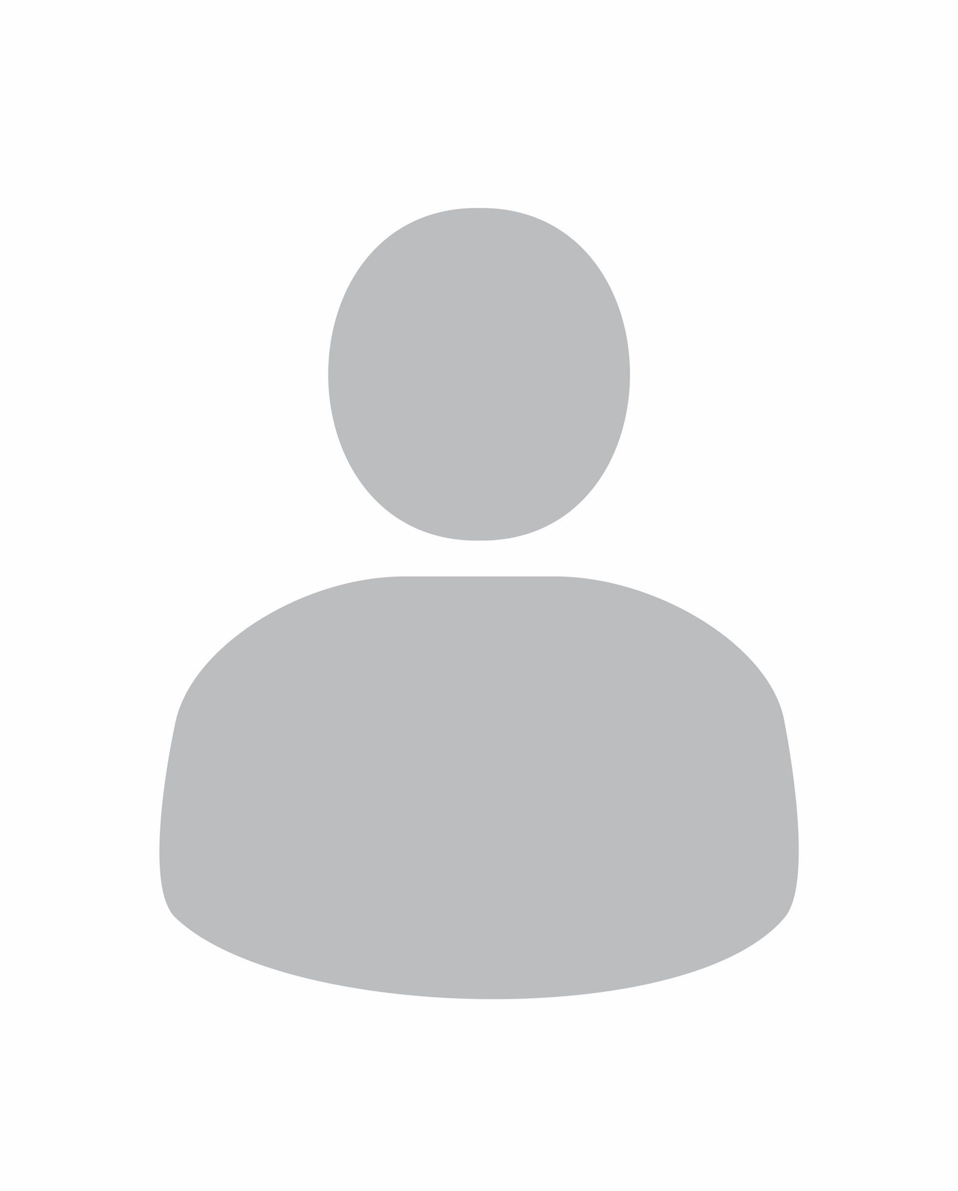 Silhouette of a person; a gray head and torso against a white background.