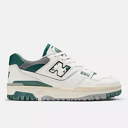 New Balance-550 Sea Salt with Marsh Green and Shadow Grey