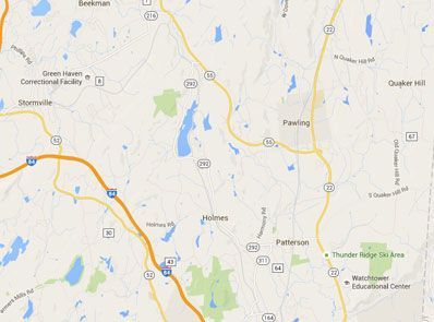 A map of a city with a lot of roads and lakes