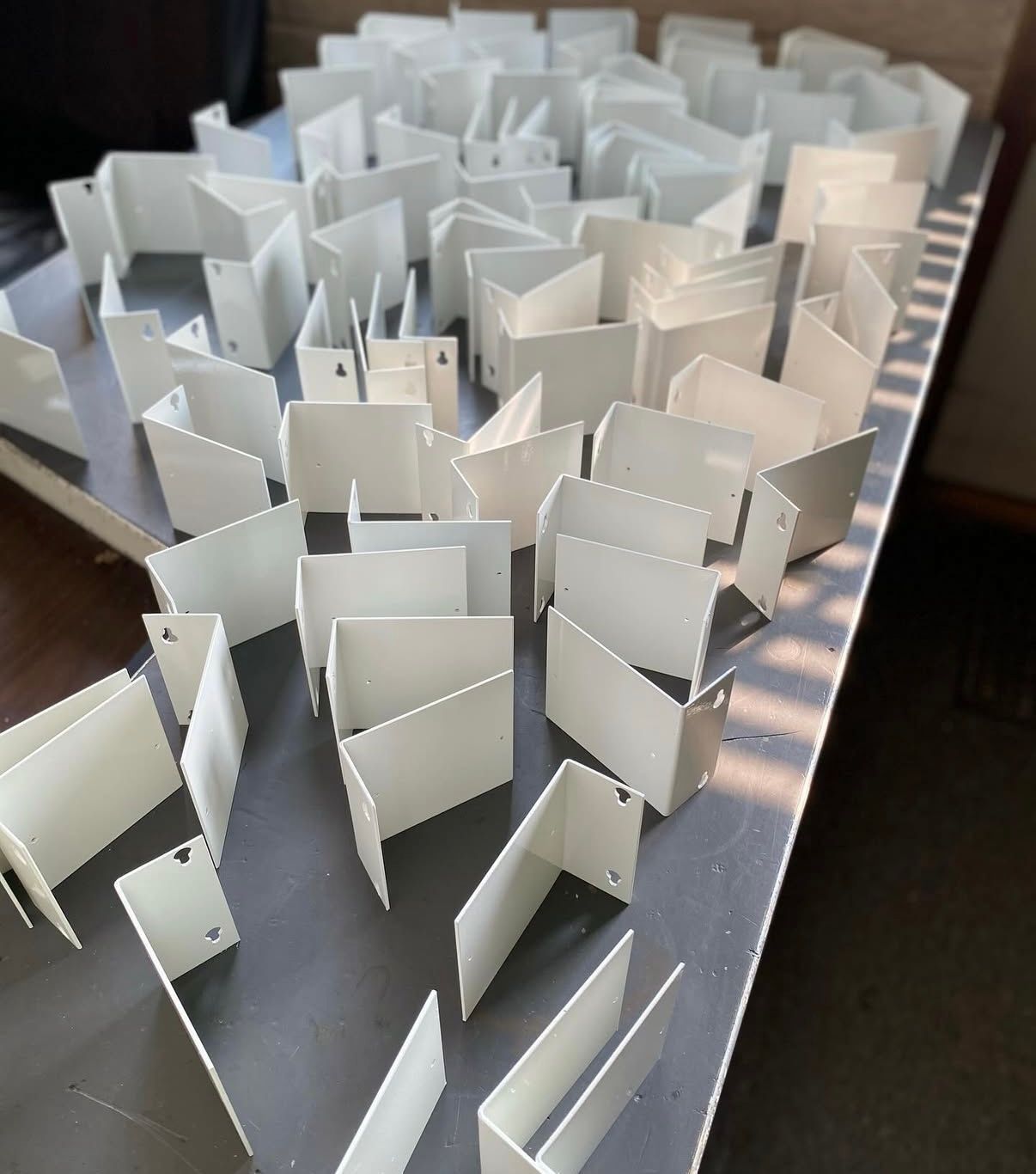 A table with a lot of white squares on it