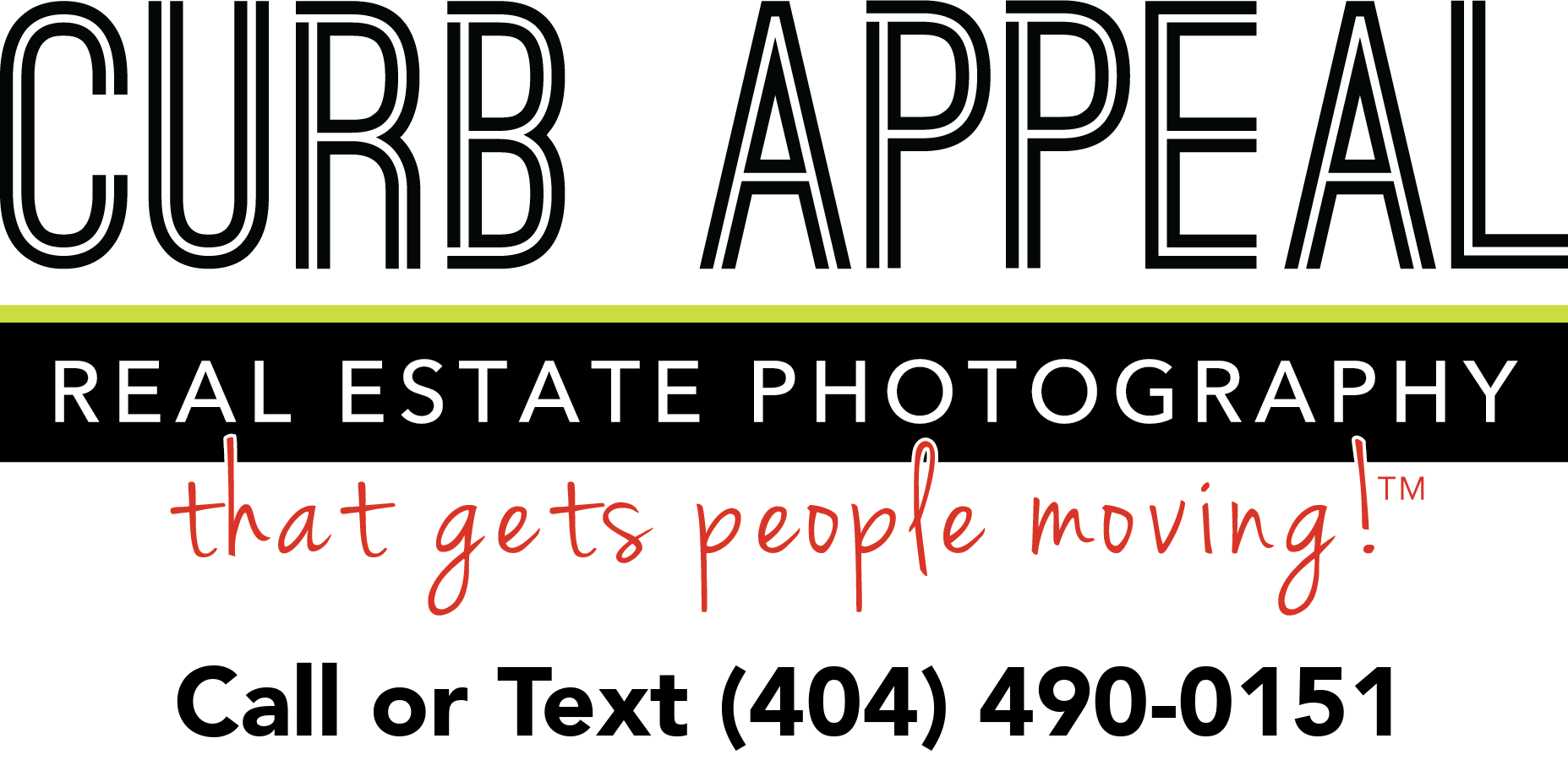 The logo for curb appeal real estate photography that gets people moving