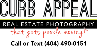 The logo for curb appeal real estate photography that gets people moving