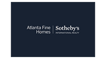 The logo for atlanta fine sotheby 's homes is on a blue background.