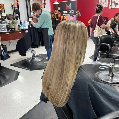 Person with long, highlighted