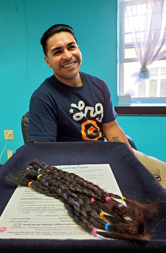 Happy Man Donates Hair — Washington, WI — North Shore Hair Design Inc