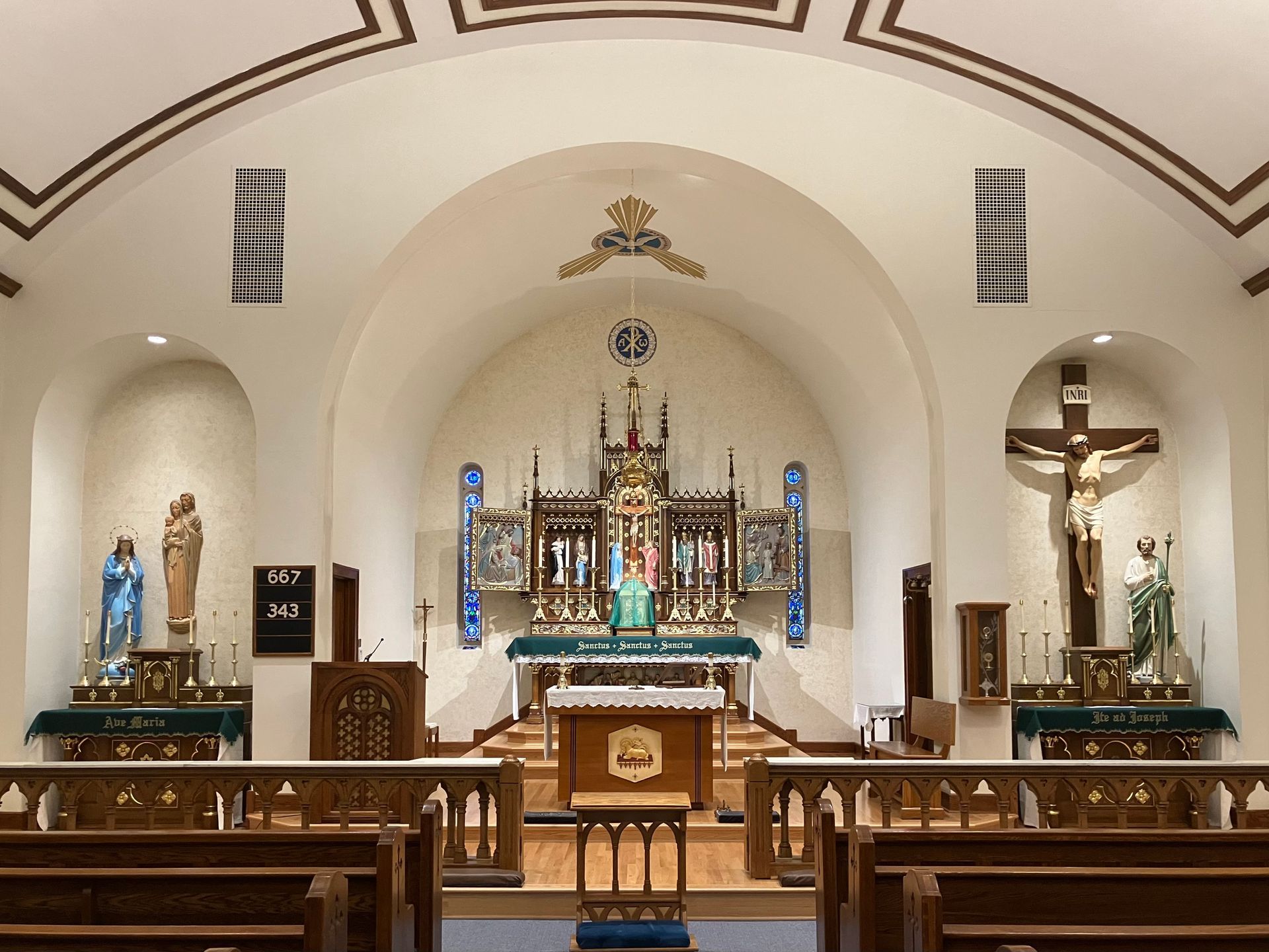 The interior of Japanese Martyrs' church in 2025