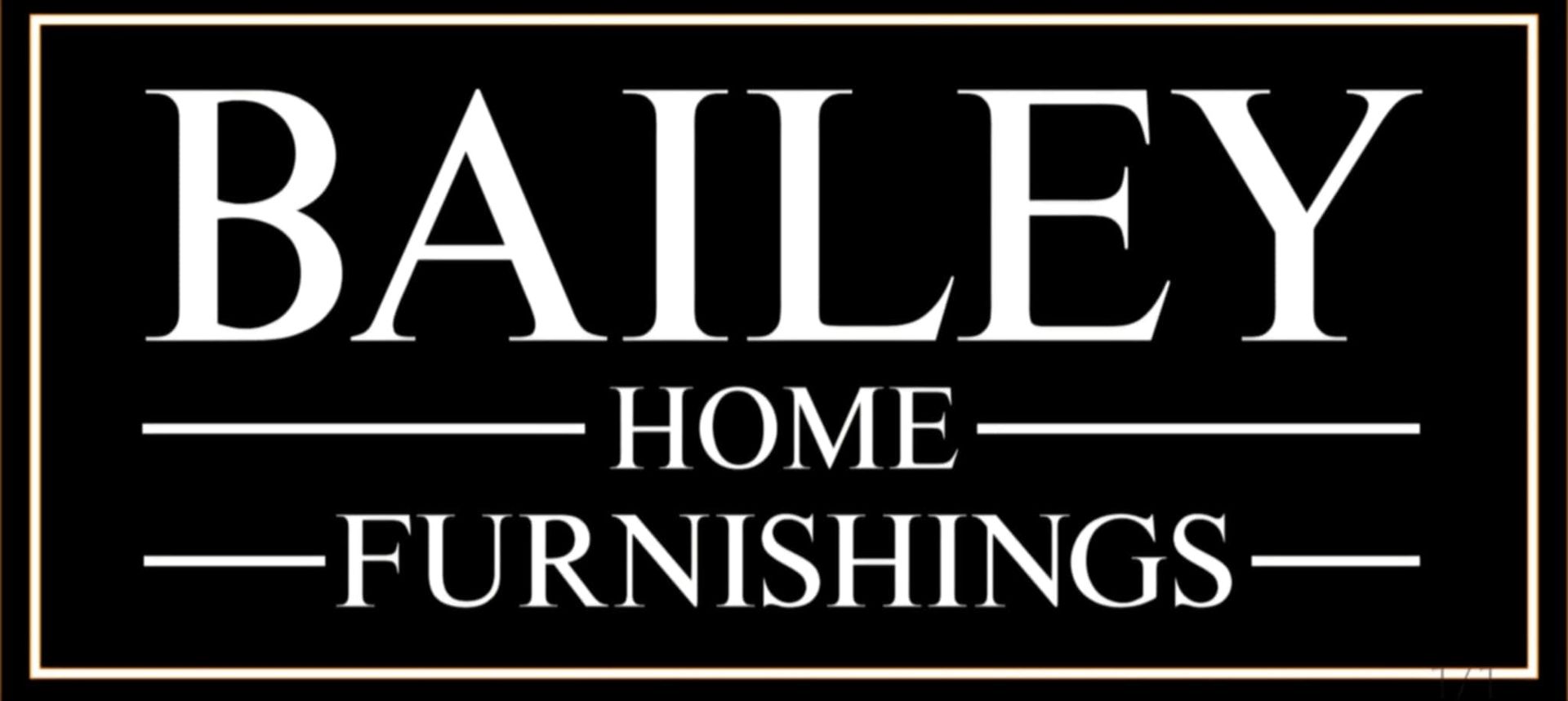 Logo for Bailey Home Furnishings, white text on a black background.