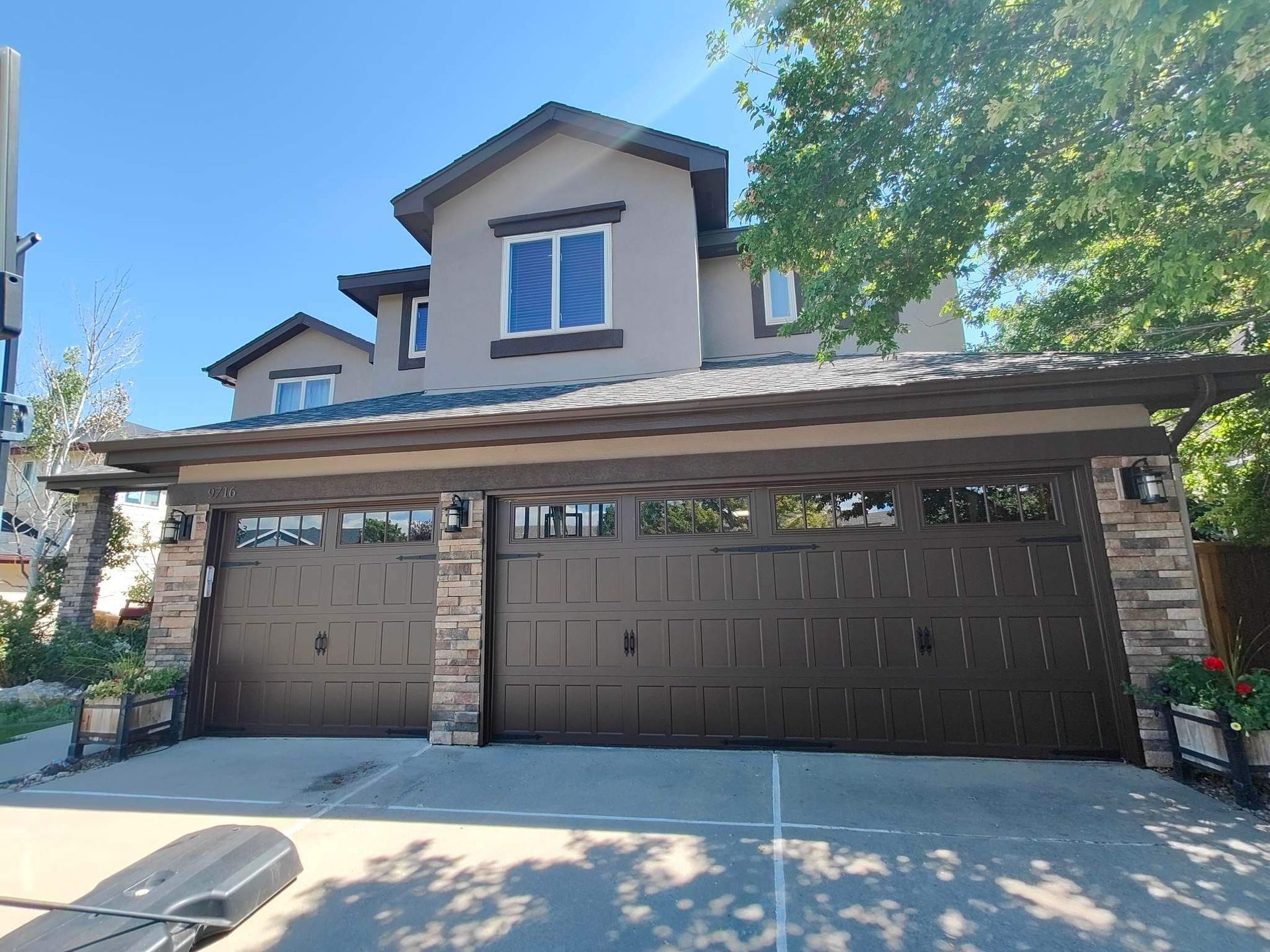 Beautiful Brown Garage Doors installed by Aeonic Garage Doors in Littleton Colorado