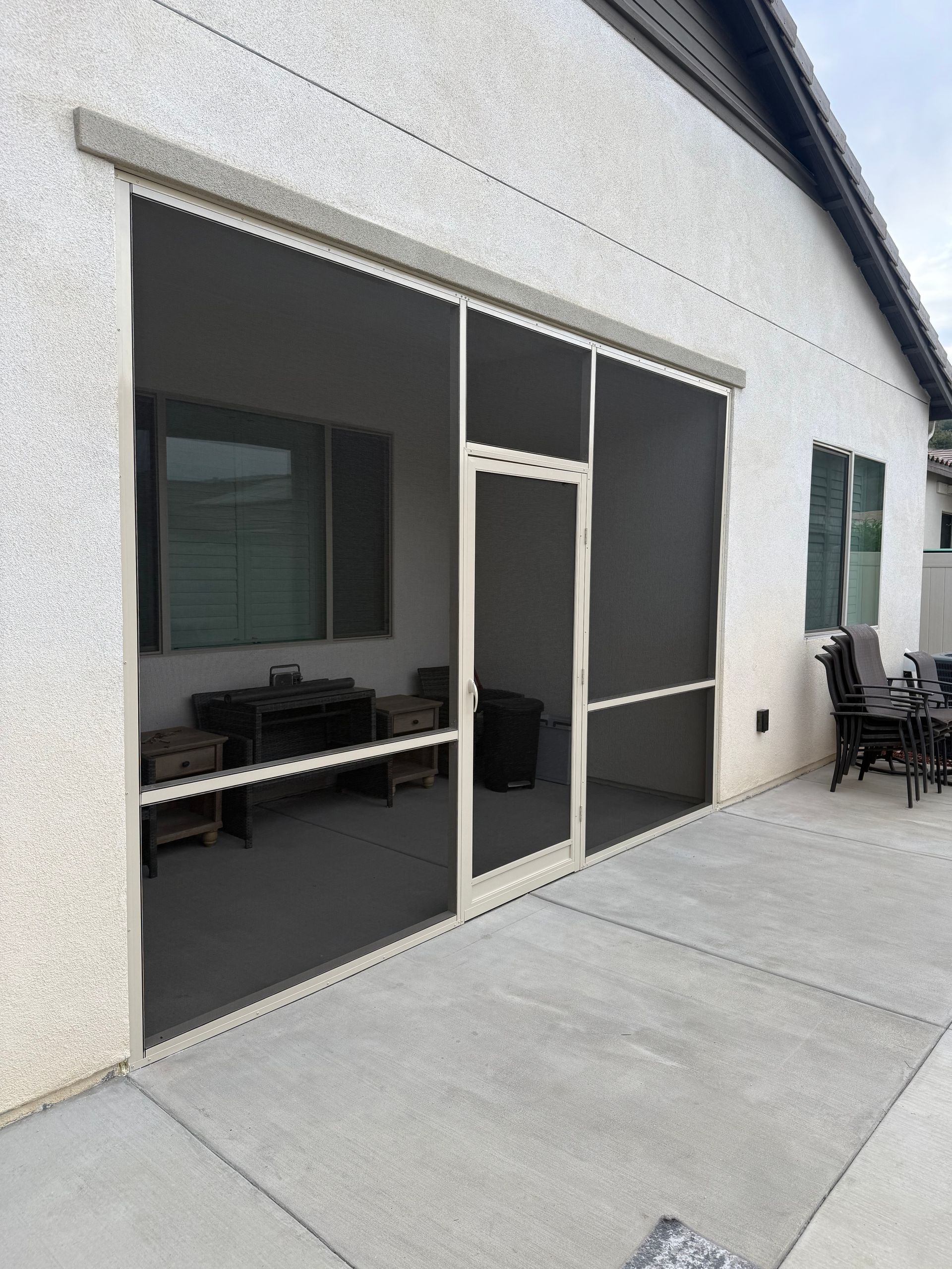 Installed by Mobile Screen Repair, a screened patio in Riverside, CA.
