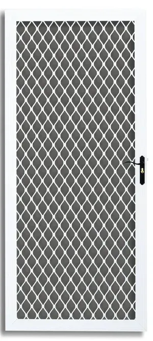 Sentry aluminum screen door with keyed lock at Mobile Screen Repair in Riverside, CA.