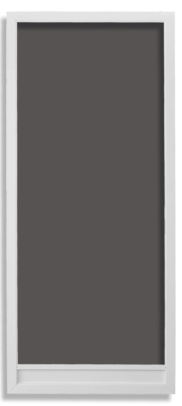 White window screen with gray mesh.