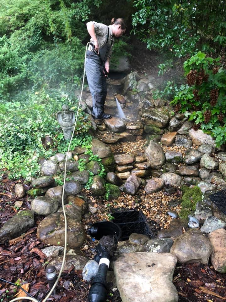 Staff Cleaning the Falls — Newnan, GA — Aqua Gardens