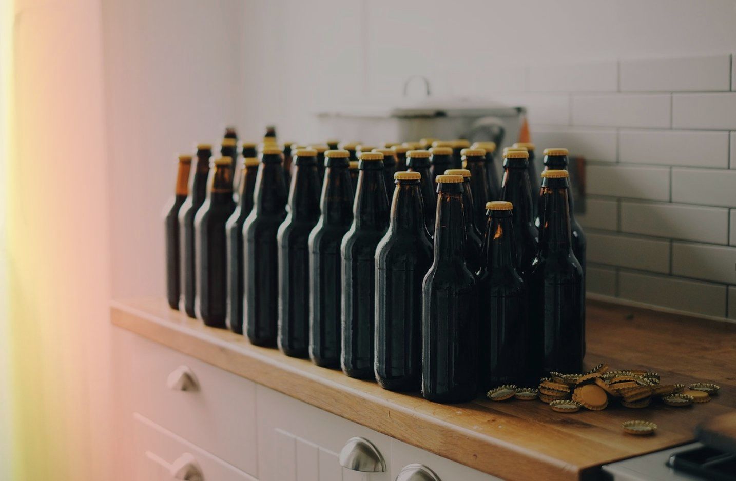 Homebrew Bottles on shelf