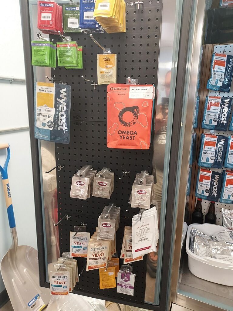 A display case filled with a variety of tools and supplies in a store.