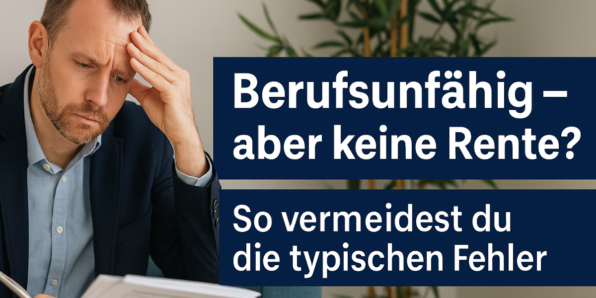 mann mit sorgenvollem blick prüft dokumente zur berufsunfähigkeitsversicherung – das bild thematisiert die risiken bei fehlerhaften anträgen und verdeutlicht, warum viele trotz bu-vertrag keine rente erhalten
