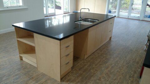 Large Kitchen Island with Shelves & Drawers — Custom Fitted Kitchens in Balaclava NSW