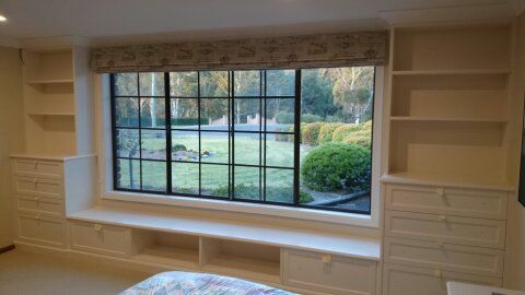 Inbuilt Shelving Around Window Frame — Cabinetry Solutions in Balaclava NSW