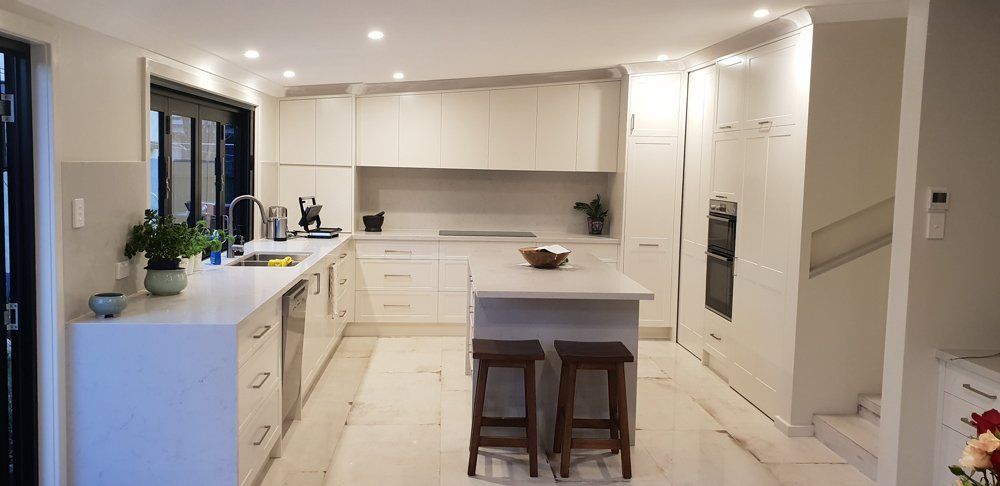 Modern White Kitchen Design — Cabinetry Solutions in Balaclava NSW