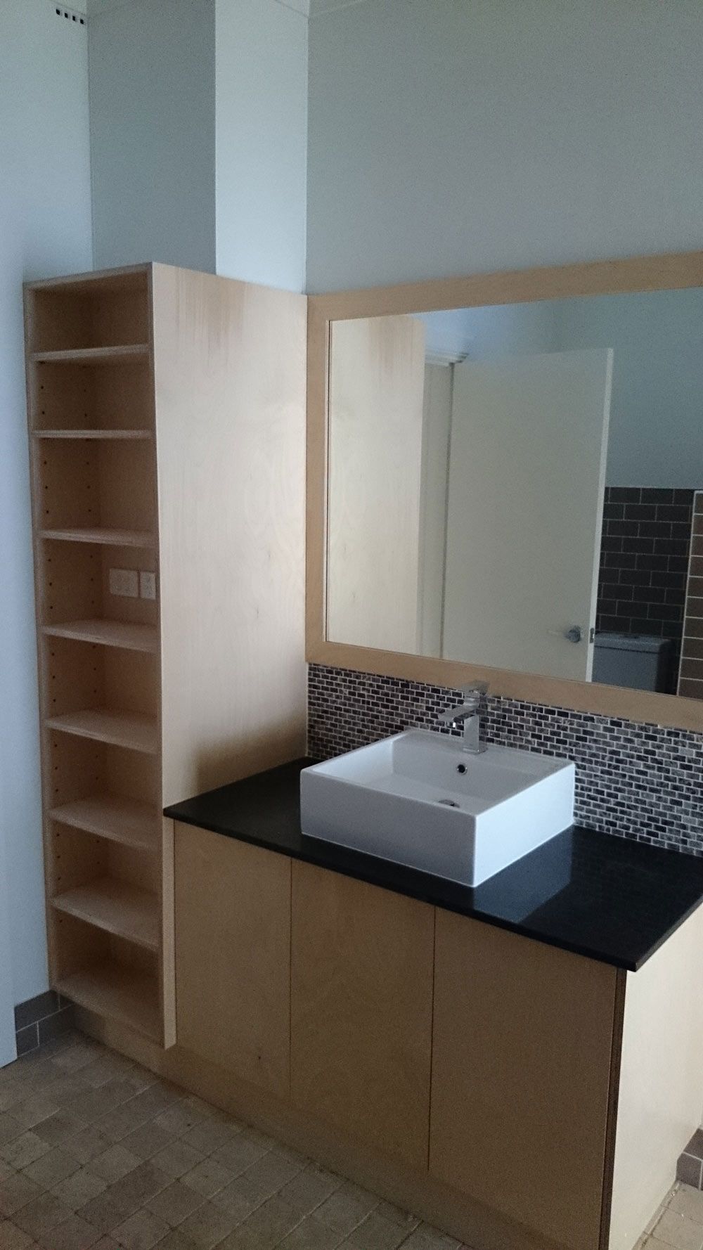 Light Brown Wooden Cabinet with Sink — Cabinetry Solutions in Balaclava NSW