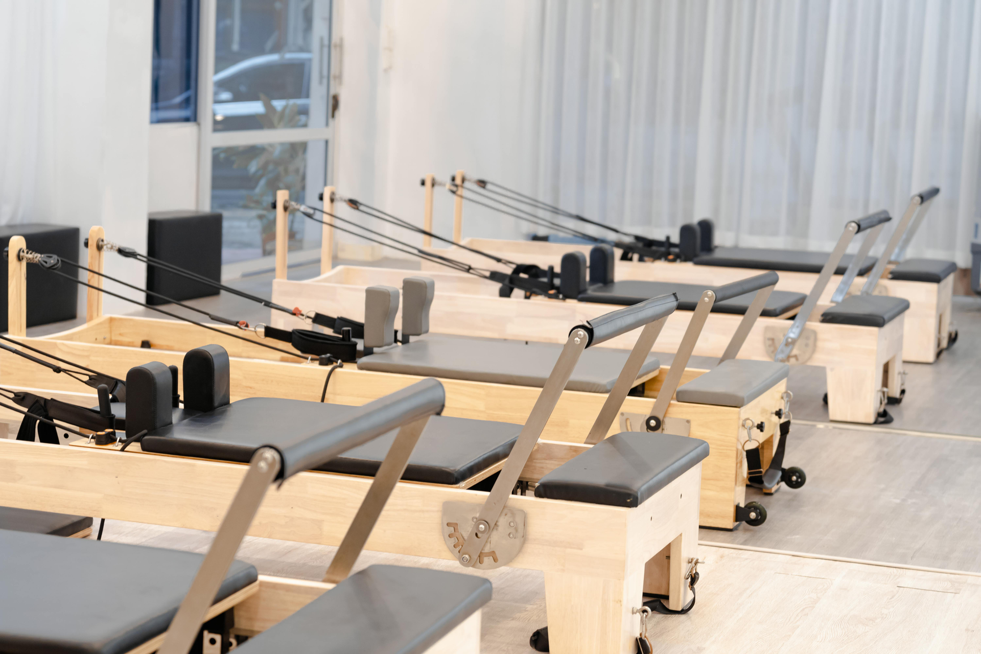 Pilates Reformers in a room