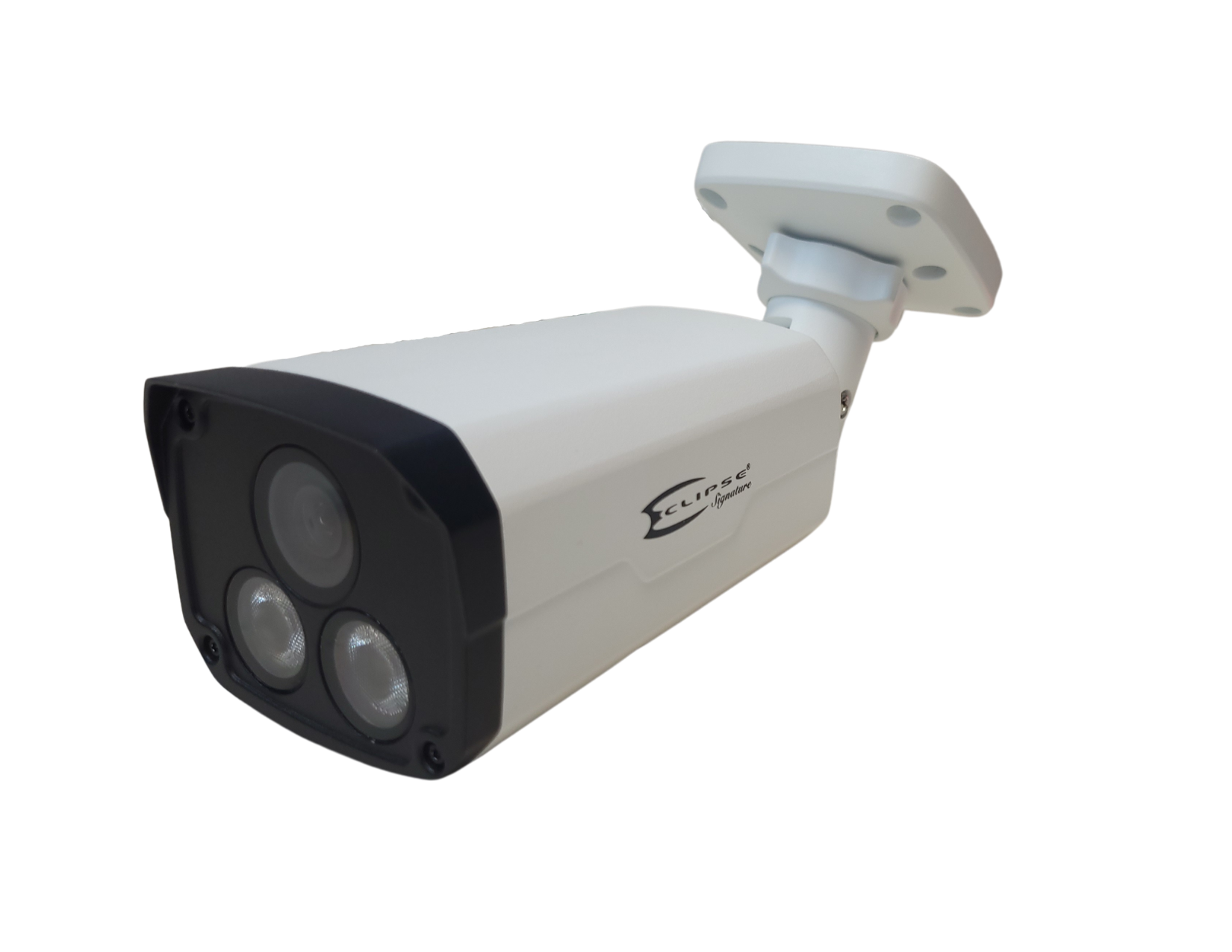 a white and black security camera with the letter s on it