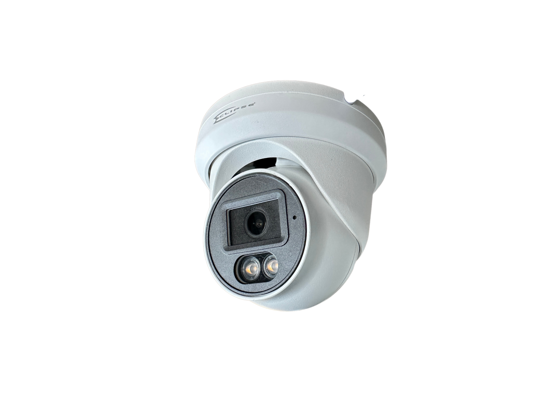 a white dome camera with two lights on a white background .