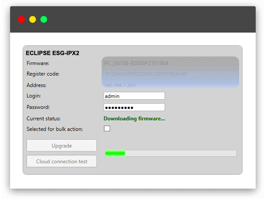 a computer screen shows the eclipse esg-ipx2 firmware being downloaded