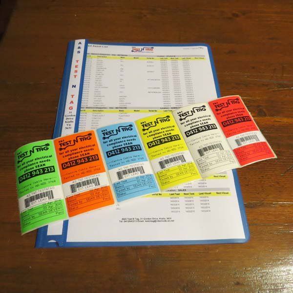 test and tag stickers