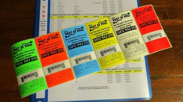 test and tag stickers