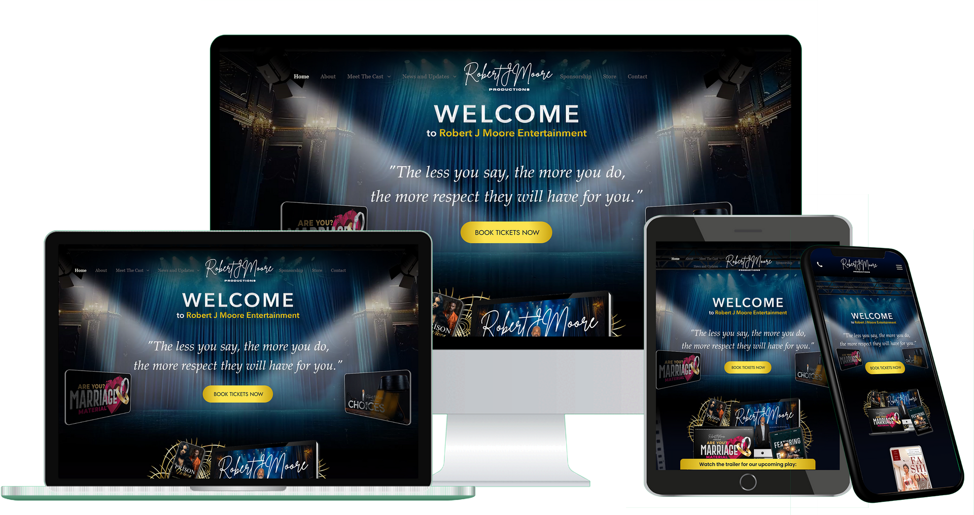 image of a desktop, laptop, tablet and smartphone displaying a professionally designed website