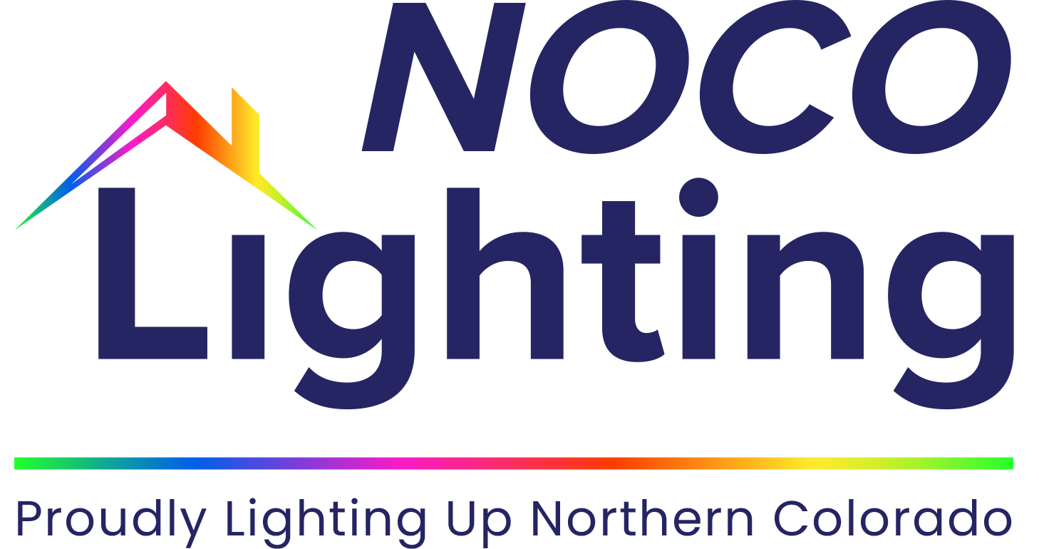 The logo for noco lighting is proudly lighting up northern colorado.