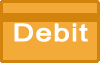 Orange debit card icon with