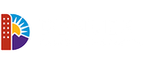 Stylized red, blue, yellow, and purple letter D logo on a white background