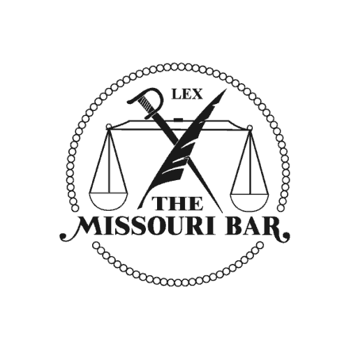 Black-and-white logo for The Missouri Bar with scales of justice and the word “LEX.”